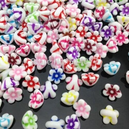 100 pcs 11mm White Acrylic Cube Mini Flowers Letter Alphabet Beads spacer