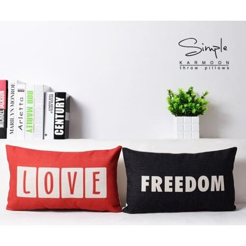 50cm*30cm Rectangle Cushion Cover Nordic Red Love Black Freedom Pillowcase Lumbar Letters Pillow Cover Decorative Throw Pillows