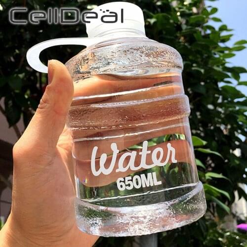 650ml Water Bottle Portable Bottles Creative Colorful Mini Bucket Plastic PC Water Bottles With Handle Portable Space Cup Bottle