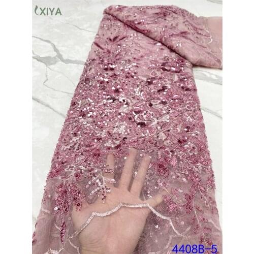 African Lace Fabric High Quality Lace Beaded Tulle Lace Fabric with Sequins French Net Lace for Bridal Materials APW4408B