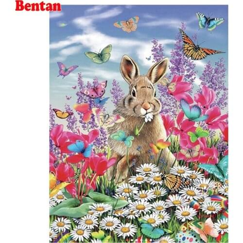 5D DIY diamond embroidery rabbit butterfly daisy diamond painting Cross Stitch full square round Rhinestone mosaic decoration
