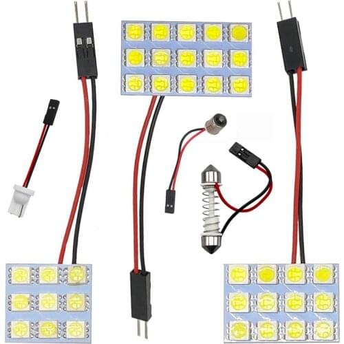 6 9 12 15 24 SMD 5050 LED Auto Panel Light Reading Dome Bulb Car Interior Roof Map Lamp T10 W5W C5W C10W Festoon 3 Adapter Base