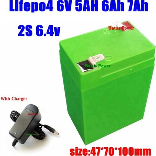 6v 6.4V 5Ah 6AH 6V 7Ah 4Ah LiFePo4 battery 2S power 10A PCB 7.3v 7.2v for 3-FM-4 storage ups solar small box led Lights lamps