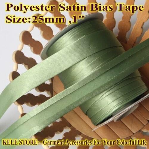 Free shipment--Polyester Satin Bias Tape ,bias binding size: 25mm 1" ,DIY folding tape for fabric sewing material col dark green
