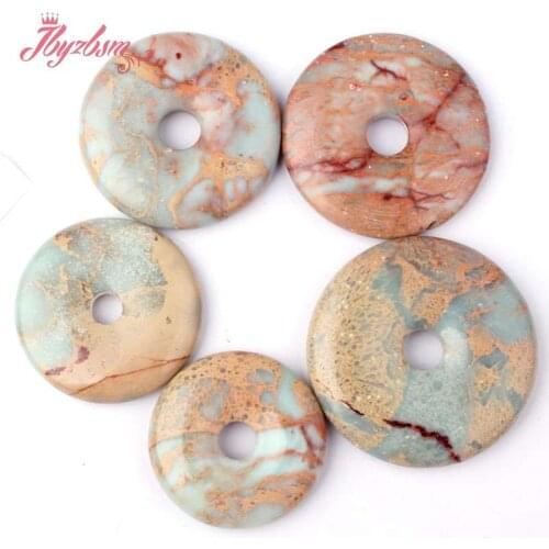 25,30,35,40mm Natural Donut Multicolor Shoushan Stone Natural Stone Beads Pendant Beads For Necklace Jewelry Making 1 Pcs