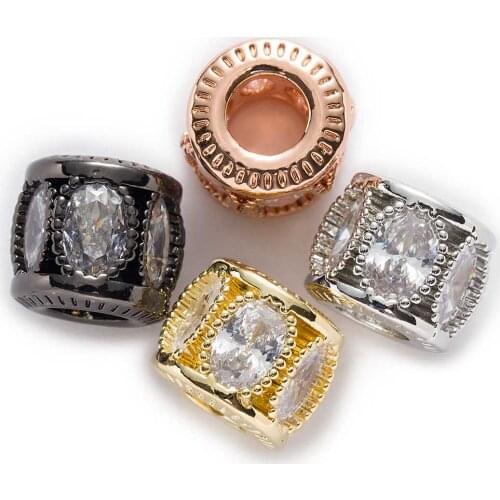 1 Piece Micro Inlays Zircon Cylinder Shaped Copper Beads For Jewelry Making Women Children DIY Bracelet Necklace Findings 10x9mm