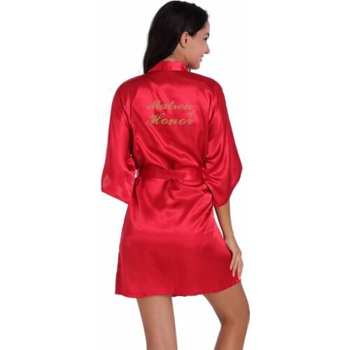 Red Women Bathrobe Letter Maid of Honor Letter Golden robe Get Ready Robes Bridal Party Gifts Dressing Gowns