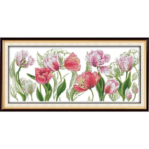 Everlasting Love The Spring Tulips Chinese Cross Stitch Kits Ecological Cotton Clear Stamped 14CT DIY Gift Christmas Decoration