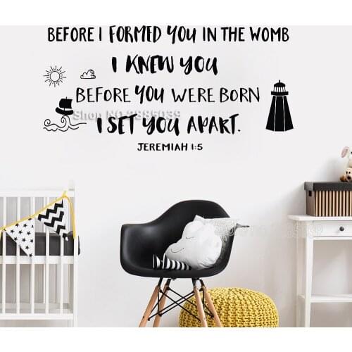 Creative Design Jeremiah 1:5 Quote Sticker Before I formed Art Nursery Boat Waves Clouds Lighthouse Vinyl Mural Wall Decal LC764