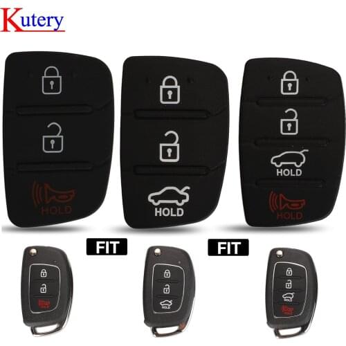 Kutery 5/10/50/100 pcs 3 4 Buttons Silicone Car Key Cover Case Rubber Padbutton For Hyundai I30 i35 iX20 Solaris Verna