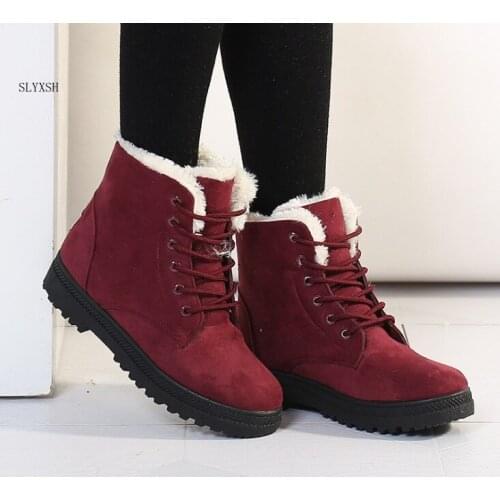 Fashion warm snow boots 2019 heels winter boots new arrival women ankle boots women shoes warm fur plush Insole shoes woman