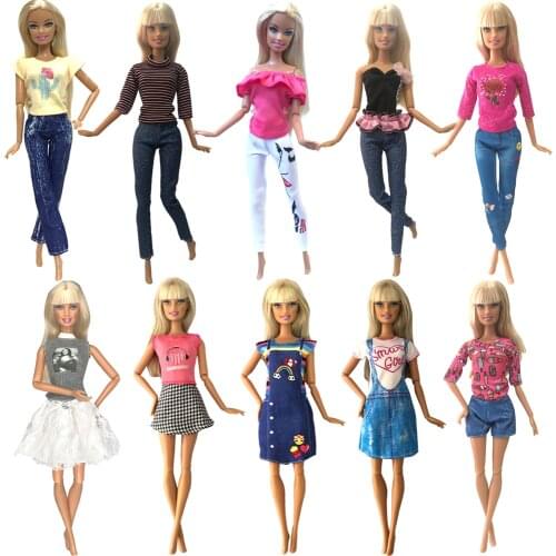 NK Newest 10 Pcs/Set Doll Fashion Clothing Casual Party Dress Suit For Barbie Accessories Doll Clothing Baby Toy Gift 9X