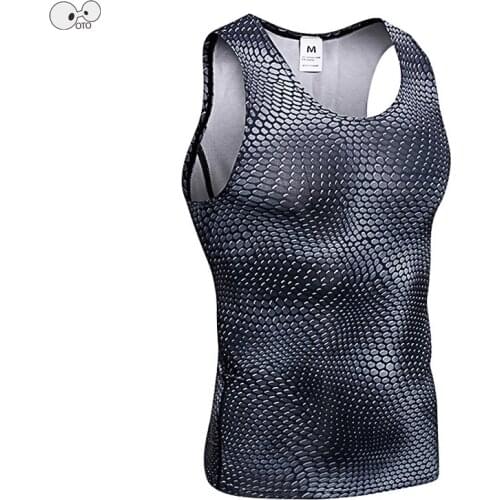 NEW Mens Bodybuilding Weightlifting Compression Tank Tops Quick Dry Fitness Running Gym Tights Vest 3D Printed Sleeveless Shirts