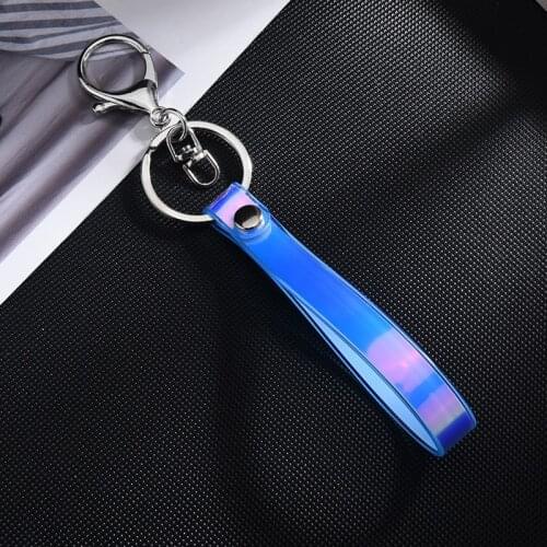 New Creative Laser Color Keychain Glossy Bright Leather Cord Pendant Lanyard Car Hanging Bag Key ring DIY Handmake Accessories