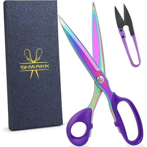SHWAKK Purple Professional Tailors Scissors Stainless Steel Vintage Sewing Scissors for Needlework Tailor Shears Fabric Tool