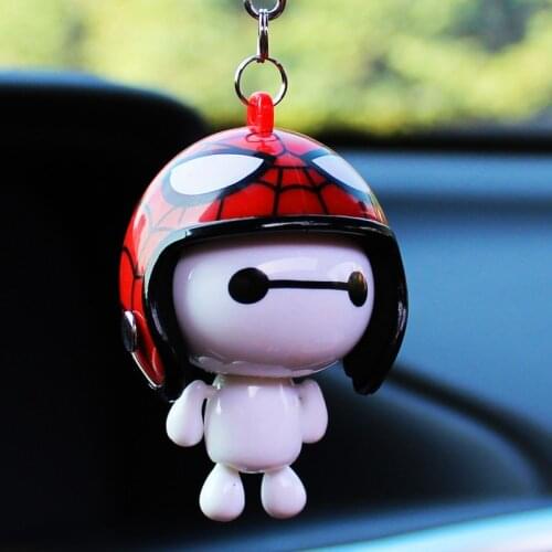 Helmet Baymax For Car Rear View Mirror Accessories Hanging Ornaments Decoration Pendant Big Hero Doll Automobiles Styling Charms