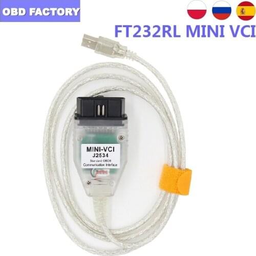 Latest V16.00.017 MINI VCI Interface TIS Techstream MINI-VCI scanner FT232RL Chip J2534 OBD2 Diagnostic Cable