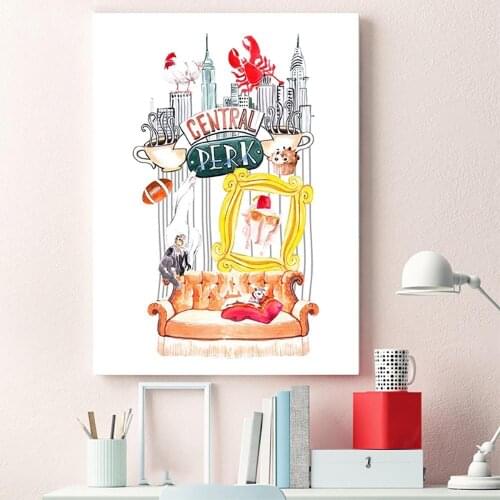 Modern Print Central Perk Watercolor Artwork Canvas Painting Friends TV Show Poster Modular Picture Nordic Style Home Wall Decor