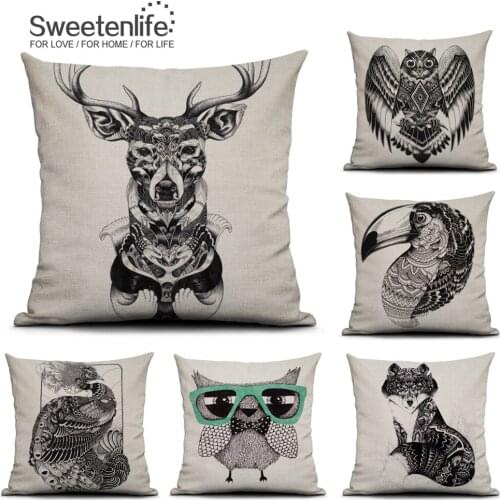 Sweetenlife Delicateness Totem Pillowcase Fox Skull Pattern Cushion Cover 50cm x 50cm Comfortable Pillow Cover Drop Shipping