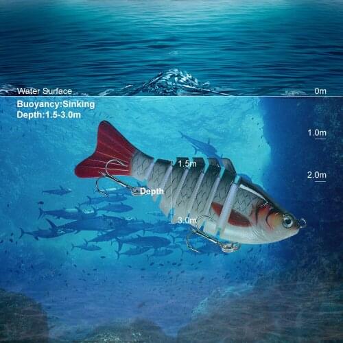 10cm 15.5g Sinking Wobblers Lures Jointed Crankbait Swimbait 7 Segment Hard Artificial Bait For Sea Fishing Tackle Lure 6# Hook
