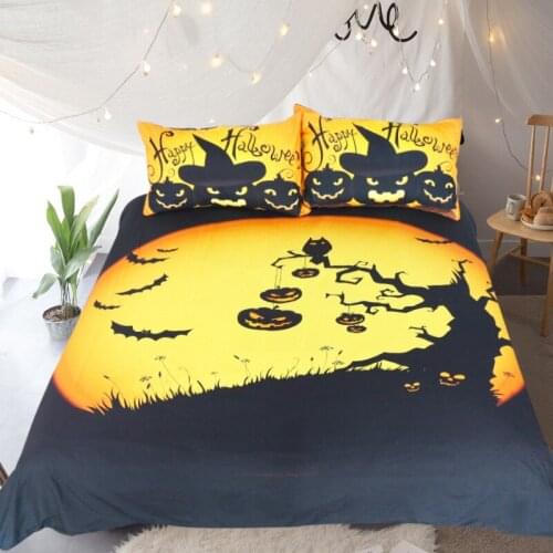 Halloween Pumpkin Skull Bed Linens Set Adult/kids Quilt Duvet Cover Bedclothes Pillowcase Digital-printing US Twin Bedding Set
