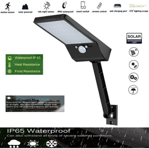 Remote control solar street light Led Outdoor Waterproof 48 leds 3 Modes For Garden Wall desk lamp yard garage s spot flood bul
