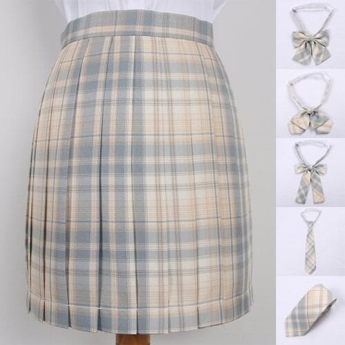 Japanese School Dresses Uniform Skirt Pleated Skirt Lemon Sea Salt Plaid Skirt JK Uniform Cosplay Anime Sailor Suit Short Skirts