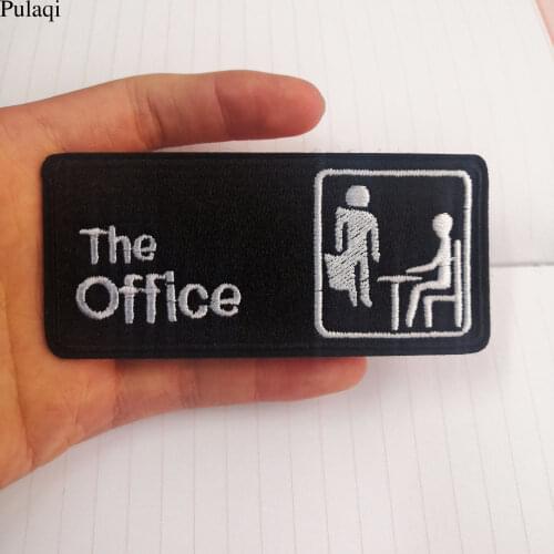 Pulaqi The Office Tv Show Funny Letter Patch Stripes Sewing Diy Badges Embroidered Iron On Patches Clothes Wallet Badge Stickers