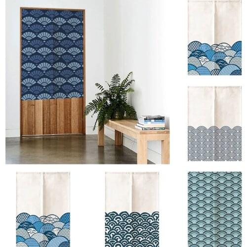 Japanese Bedroom Kitchen Partition Curtain Geomantic Half Panel Curtain No Hole Home Decoration Blackout Curtain