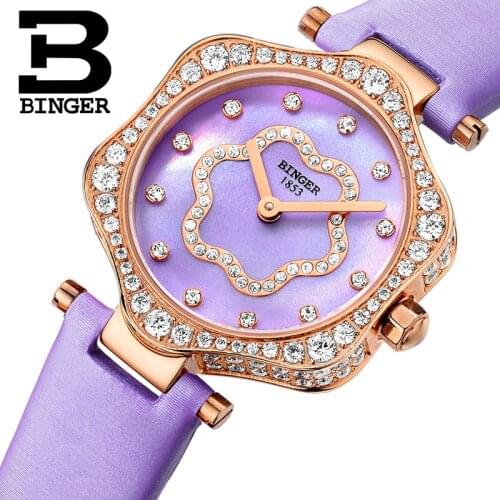 New Switzerland BINGER Womens Watches Luxury Brand Quartz Waterproof Watch Woman Sapphire Wristwatches relogio feminino B1150-8