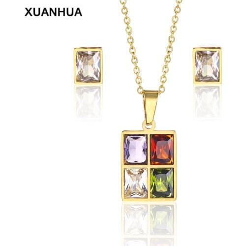 XUANHUA Stainless Steel Jewelry Woman Vogue 2019 Necklace Earrings Jewelry Sets Fine Jewelry Accessories Bohemian