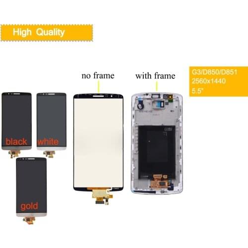 5.5" ORIGINAL Display for LG G3 LCD Touch Screen Digitizer with Frame Screen for LG G3 LCD Display D850 D851 D855 D855 D858 LCD