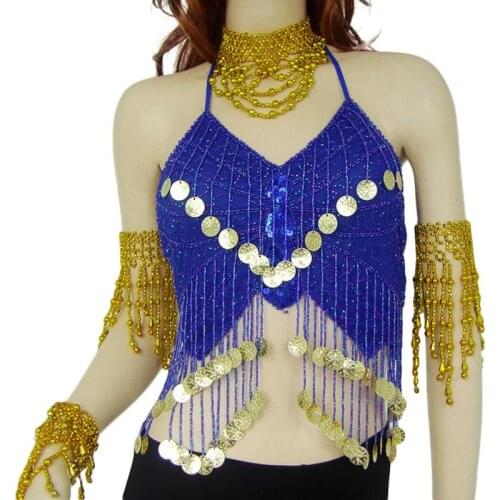 1pc Belly Dance Hanging Coins Butterfly Bra New Belly Dance Bra Top Beaded Tassel Hanging Coins India Dance Belly Dance Bra Top