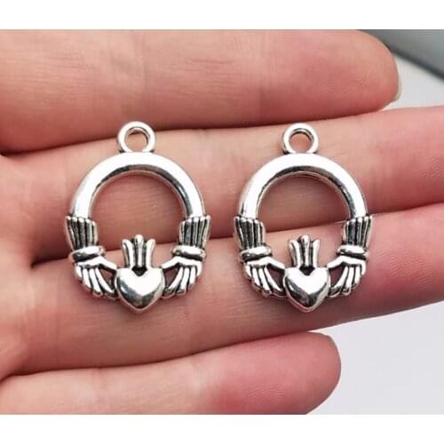 10pcs/lot--29x22mm, Antique silver plated Claddagh ring charms,DIY supplies,Jewelry accessories
