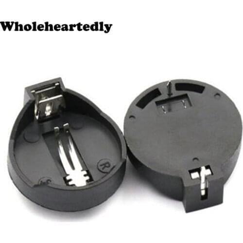 100Pcs BS-2-1 3V CR2032 Button Battery Holder CR2025 Coin Cell Holder Straight Socket Battery Storage Box Battery Case Organizer