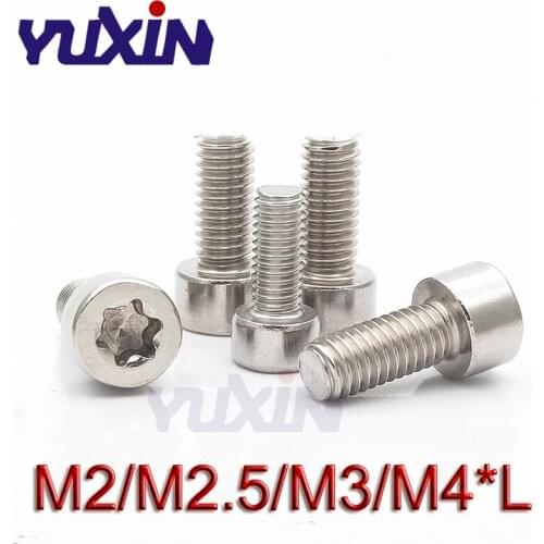 100Pcs/Lot DIN912 M2/M2.5/M3/M4*L A2-70 Stainless Steel 304 Cap Screws Torx Socket Cheese Head Small Bolts