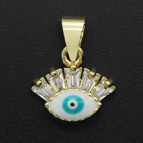 17x13mm 100% CZ Zircon DIY Jewelry Evil Eye Charm Pendant Wholesale Bracelet Making Charm Fashion Jewellery Pendants