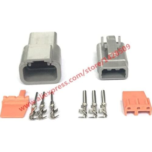 5 Sets 3 Pin Deutsch DTM Wire Connector DTM06-3S/ATM06-3S DTM04-3P/ATM04-3P Gray Waterproof Female Male Auto Plug