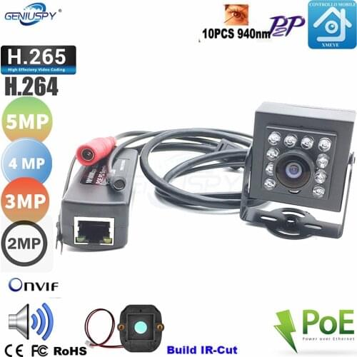 5MP 4MP 3MP 2MP Audio Mini Ir Poe Ip Camera Small Night Vision Micro Covert Network Onvif 940nm Ir Mini Poe Ip Camera Wide Angle