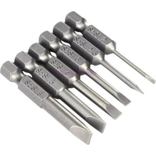 50set 6pcs/set Magnetic Flat Head Slotted Tip Screwdrivers Bits 1/4" Driver Bits Hand Tools Screwdriver Drill Bit