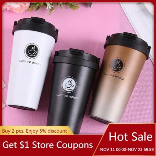 500ML Stainless Steel Water Bottle Travel Coffee Bottle Cup With Lid Thermo Cup Seal Vacuum Flasks Mug For Car Water Thermos