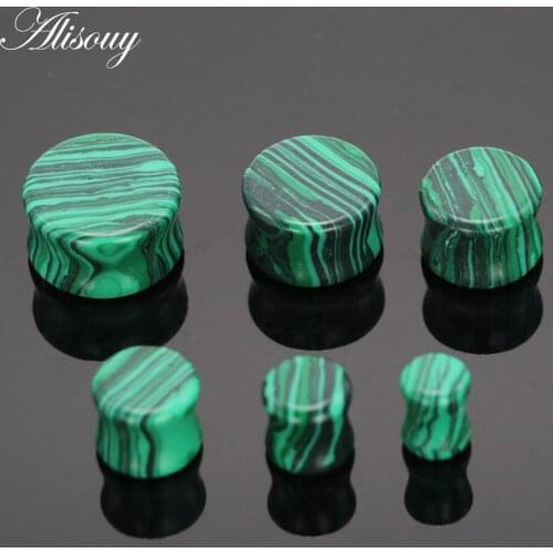 Alisouy 2PC Stone Flesh Tunnels Ear Plugs Ear Gauges Expander Stretcher Plus Size Ear Expander Men Women Body Piercing Jewelry