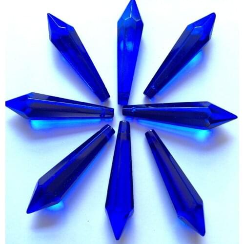 Free shipping 100pcs 53mm Nice Blue Crystal Glass U-drop Icicle Chandelier part Crystal Prisms For Table Lamp parts