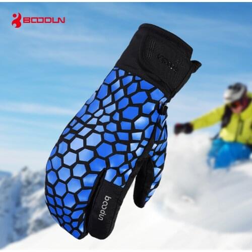 3 Finger Touch Phone Screen Professional Snowboard Ski Gloves Waterproof -30 Winter Thermal Mittens Skiing snowmobile no pocket