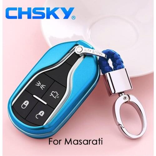 CHSKY Car Styling Soft TPU Car Key Case Shell Key Chain For Maserati Car key Cover Case Car Accessories