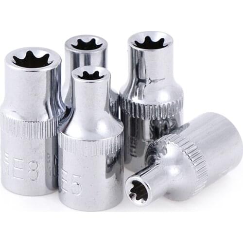 1-5Pcs 1/4 Inch Torx Star Socket Set E Type Star Socket Wench Head Tools Hand Repair Tools