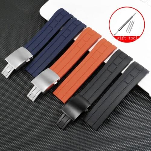 Arc Interface Silicone Watchband For Mido Moo5 23mm Black Rubber Watch Chain For C-itizen ECO-DRIVE Series Mens Bracelet