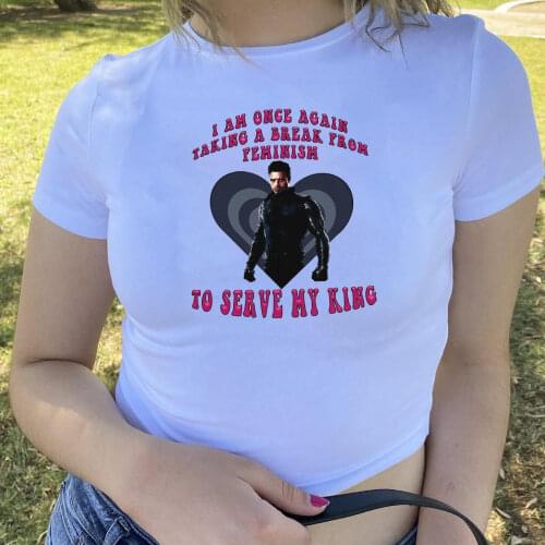 Buckys Girl Shirt Retro Style Crop Baby Tee Cool Bucky Barnes T-shirt Y2k Barnes 1917 Sebastian Stan Graphic Tee Fans Gift