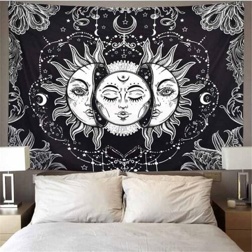Hippie Sun Moon Mandala Tapestry Wall Hanging Indian Ouija Psychedelic Skull Boho Decor Wall Cloth Tapestries Mountain Landscape