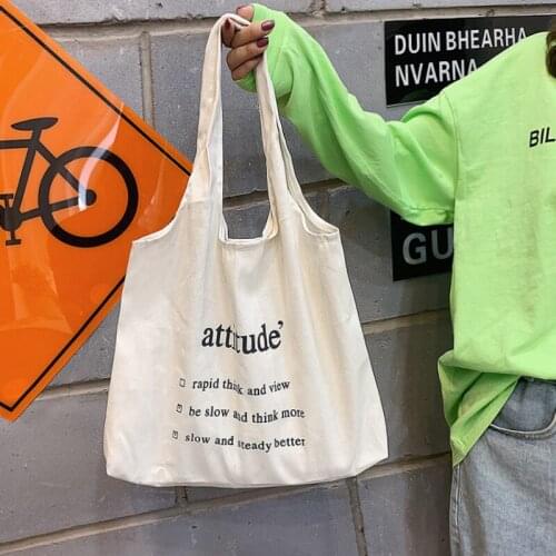 PURFAY Canvas women shoulder bag Ladies Handbags Cloth Tote Bag Cotton Shopping natural Eco Reusable Shoulder Bag white Bags